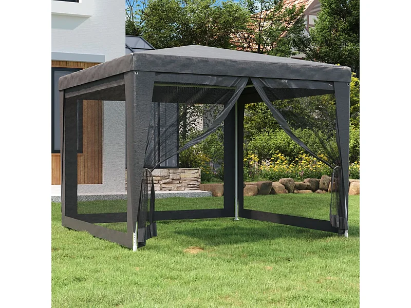 Tonnelle -Tente de fête avec 4 parois latérales en maille Anthracite 3x3m FR334694