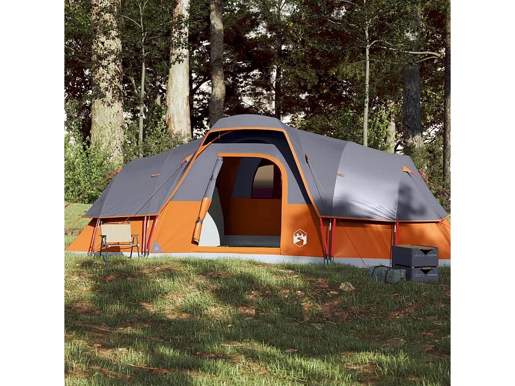 Tenda familiar cúpula para 11 pessoas impermeável cinza/laranja PT366563