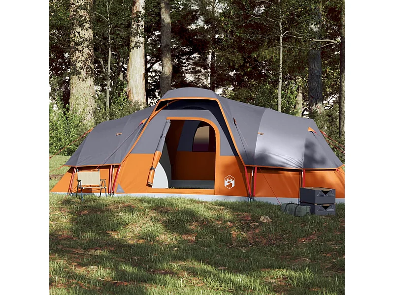 Tonnelle -Tente à dôme 11 personnes gris et orange imperméable FR121450