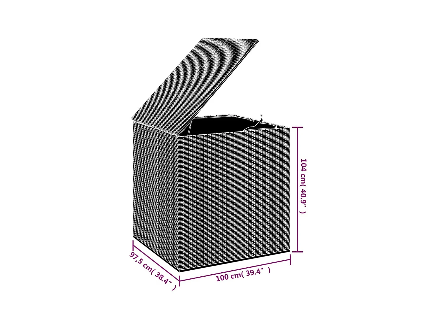 Coffre à coussins de jardin Résine tressée 100x97,5x104 cm Gris FR487915