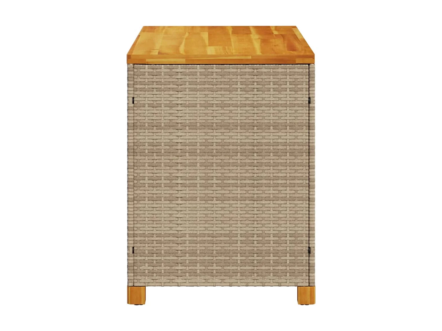 Coffre de rangement de jardin beige résine tressée bois d'acacia FR891748