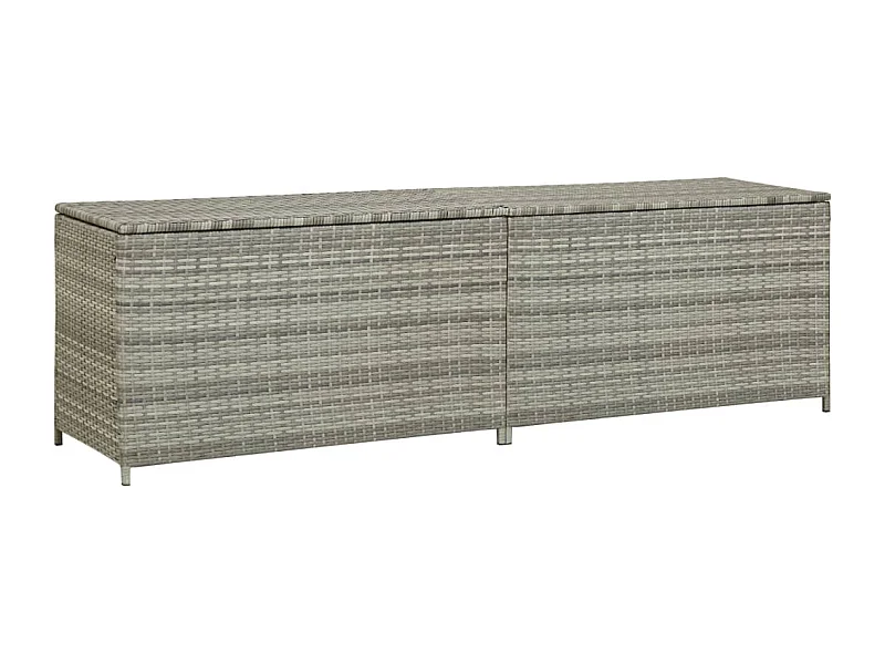 Coffre de rangement de jardin résine tressée 200x50x60 cm gris FR147634