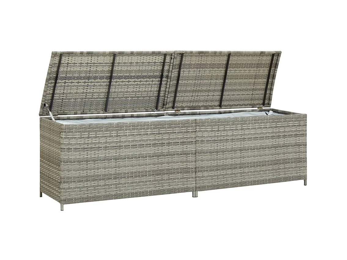 Coffre de rangement de jardin résine tressée 200x50x60 cm gris FR147634