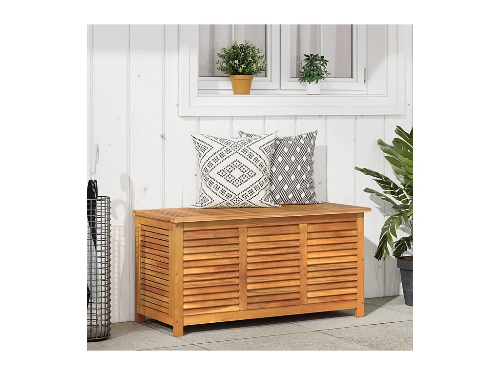 Coffre de rangement de jardin persiennes 113x50x56cm bois acacia FR159830