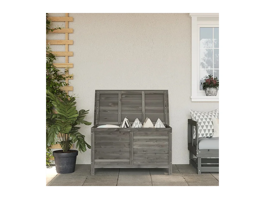 Coffre de rangement de jardin anthracite bois massif de sapin FR686587