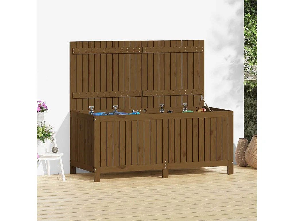 Coffre de rangement de jardin Marron miel 147x68x64 cm Bois pin FR474457