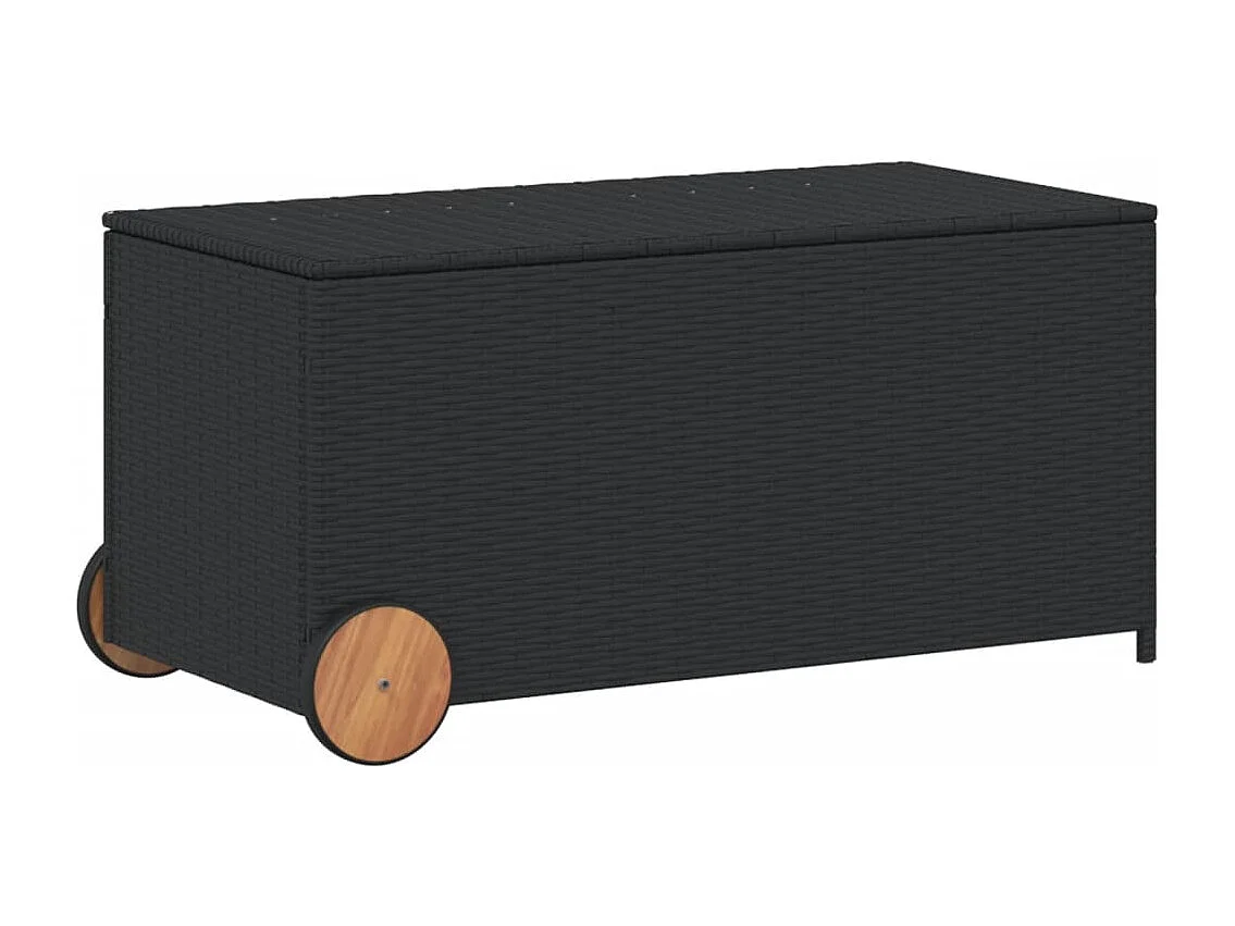 Coffre de rangement de jardin et roues noir 190L résine tressée FR501555