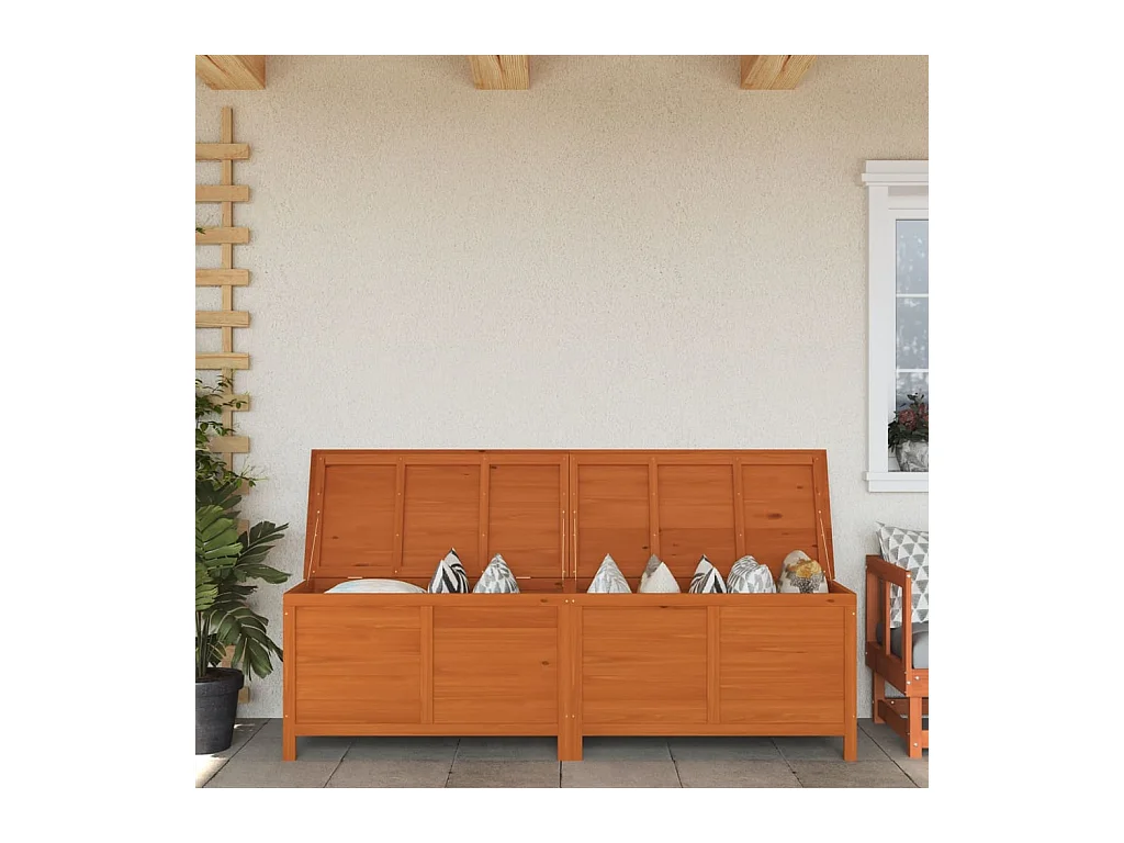 Coffre de rangement de jardin marron bois massif de sapin FR958987