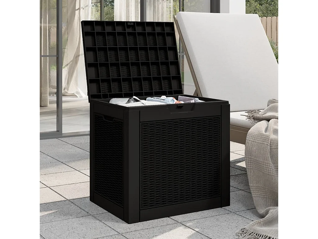 Coffre de stockage de jardin noir 55,5x43x53 cm polypropylène FR914927