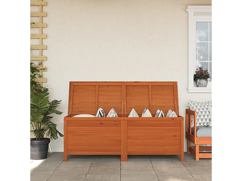 Coffre de rangement de jardin marron bois massif de sapin FR213896