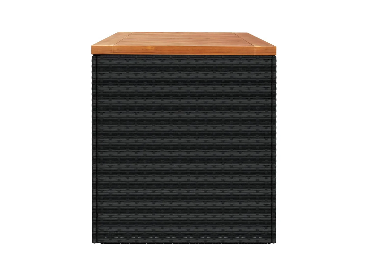 Coffre de rangement de jardin noir résine tressée bois d'acacia FR227265