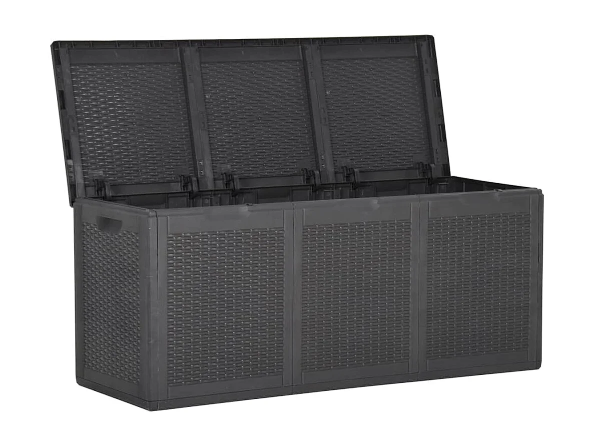 Coffre de rangement de jardin 270 L Noir PP Rotin FR168588