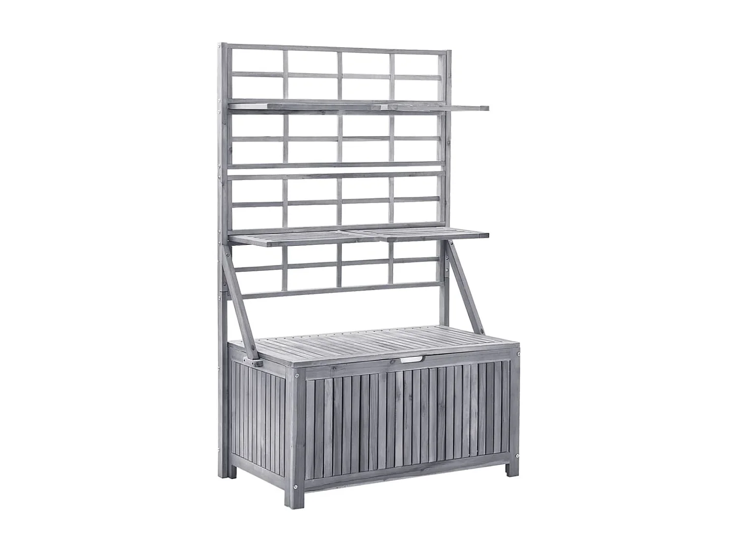 Coffre de rangement avec treillis Gris 99x55x160cm Acacia solide FR628048