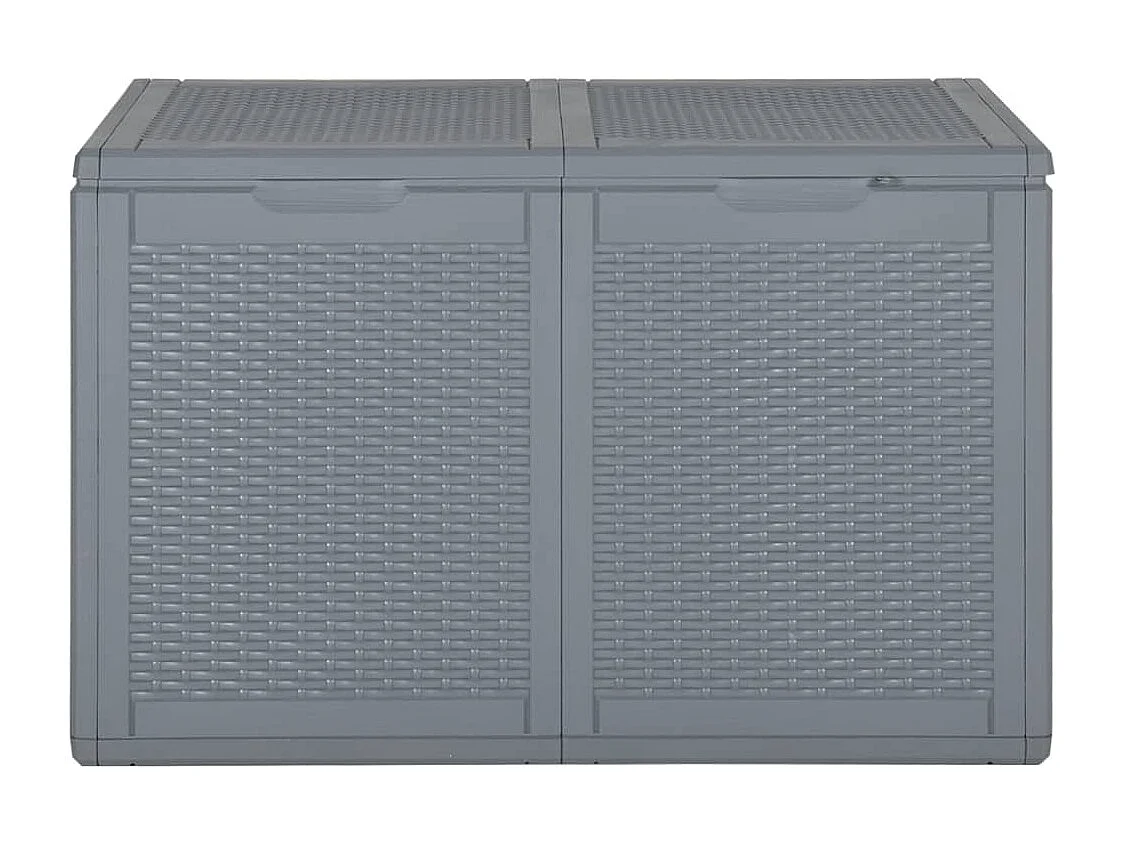 Coffre de rangement de jardin gris PP rotin 180 L FR291578