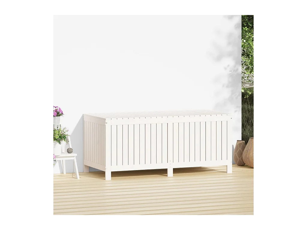 Coffre de rangement de jardin Blanc 147x68x64 cm Bois de pin FR520997