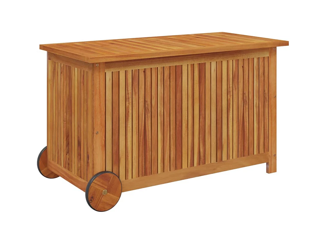 Coffre de rangement de jardin avec roues 90x50x58 cm Bois acacia FR639434