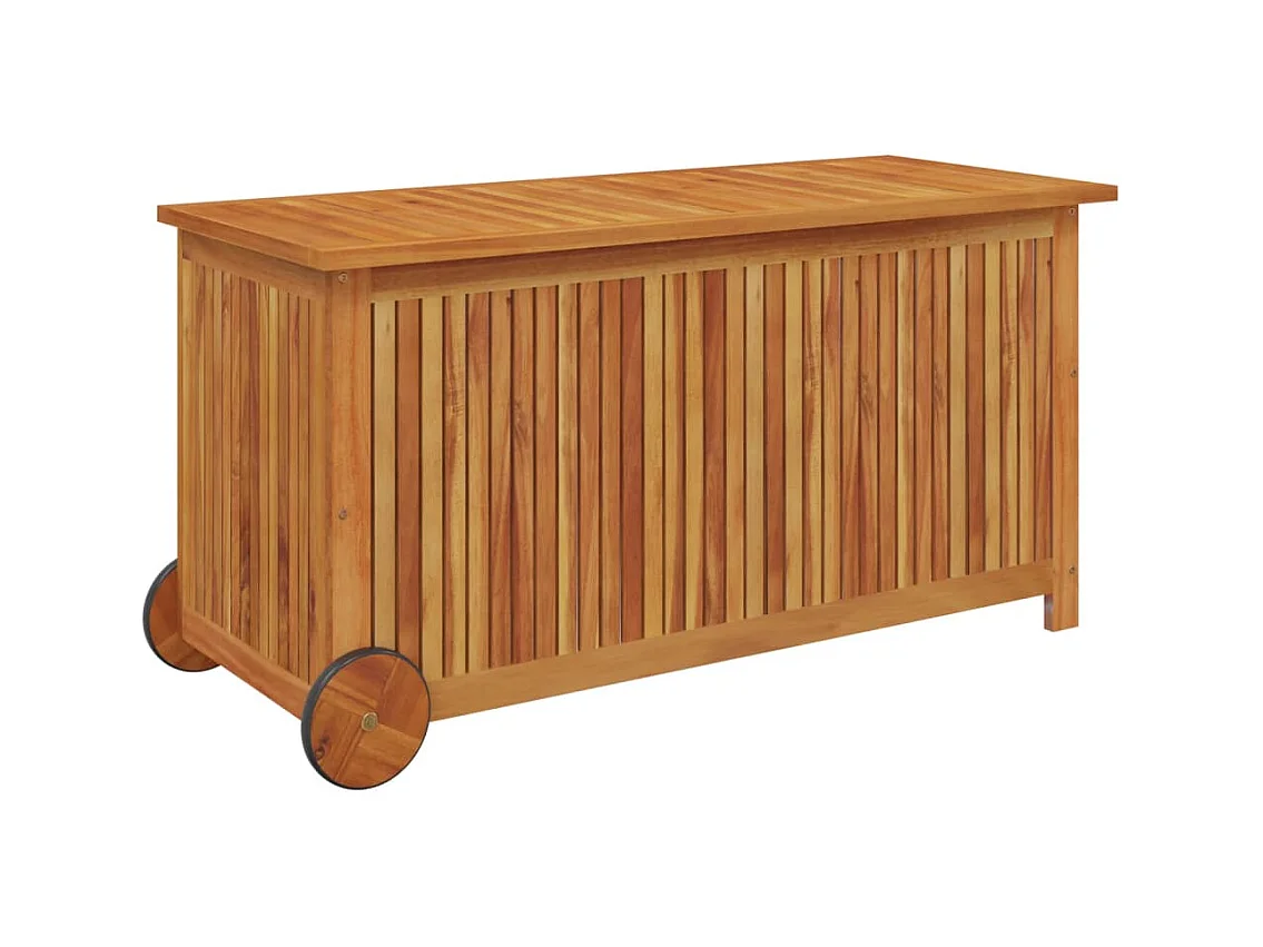 Coffre de rangement de jardin avec roues 113x50x58cm Bois acacia FR543669