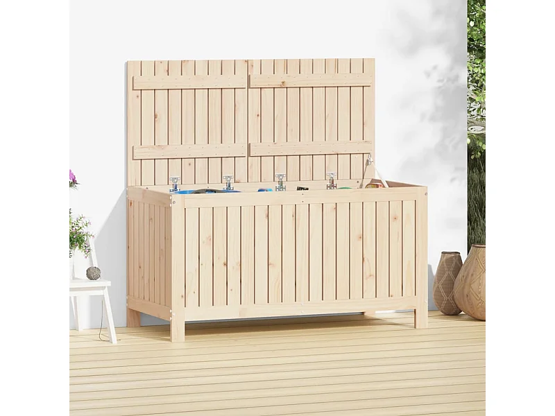 Caja de almacenaje jardín madera maciza de pino 121x55x64 cm ES615922