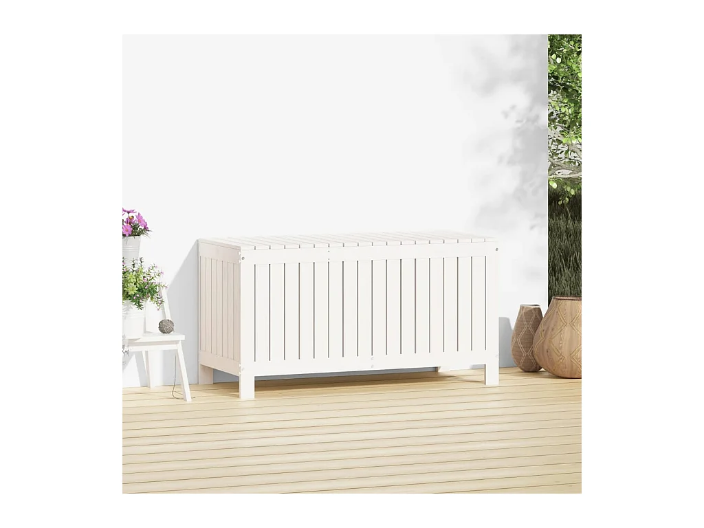 Coffre de rangement de jardin Blanc 115x49x60 cm Bois de pin FR606172