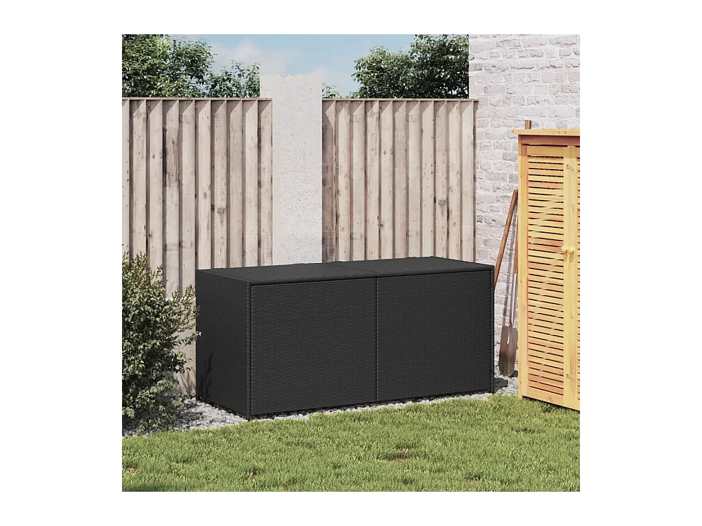 Coffre de rangement de jardin noir 283L résine tressée FR957950