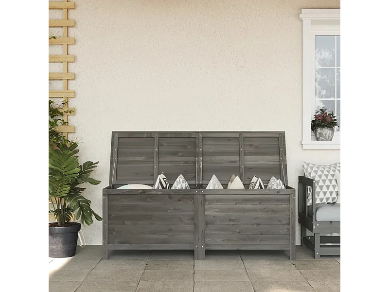 Arcón jardín madera maciza abeto gris antracita 150x50x56,5 cm ES132918