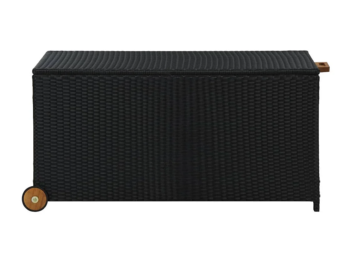 Caja de almacenaje de jardín ratán sintético negro 120x65x61 cm ES158484
