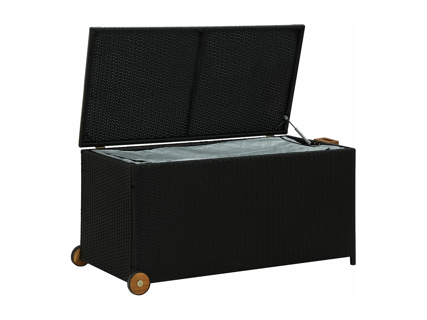 Caja de almacenaje de jardín ratán sintético negro 120x65x61 cm ES158484