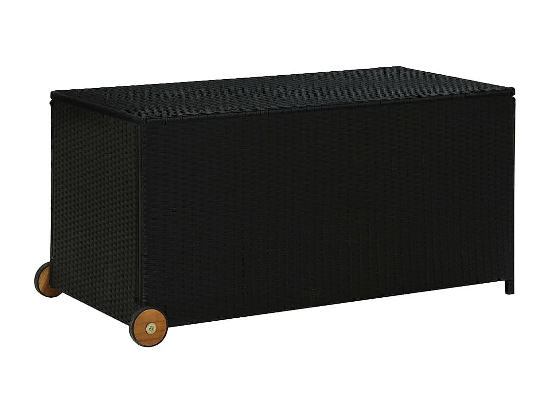 Coffre de rangement de jardin noir 120x65x61 cm résine tressée FR481086