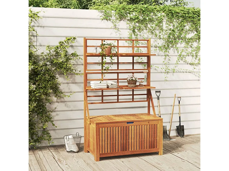 Caja de almacenaje con enrejado madera de acacia 99x50x160 cm ES502631