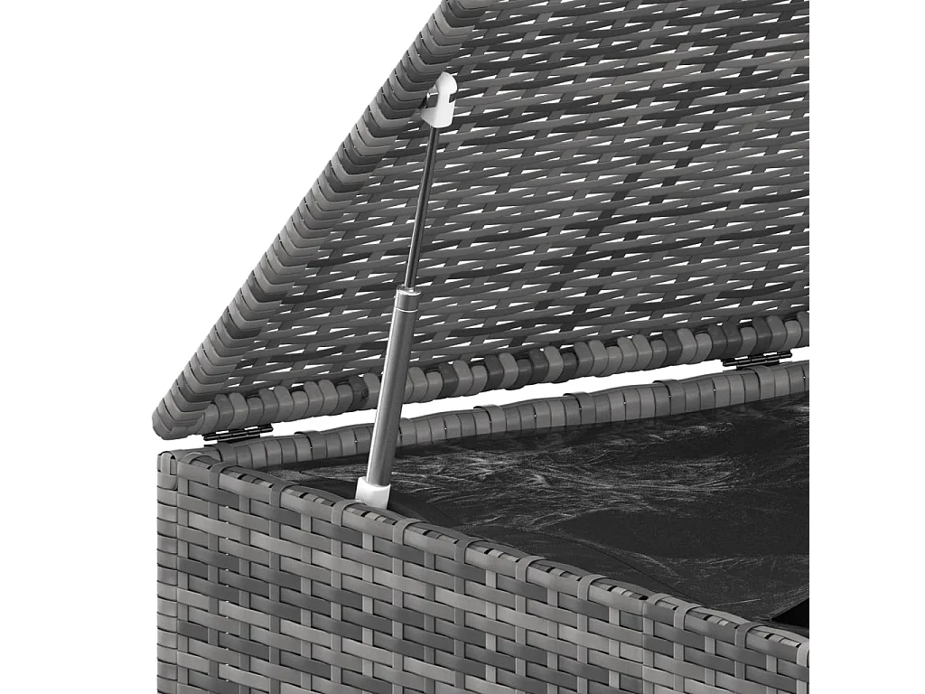 Caixa para almofadões de jardim 145x100x103 cm vime PE cinzento PT837882