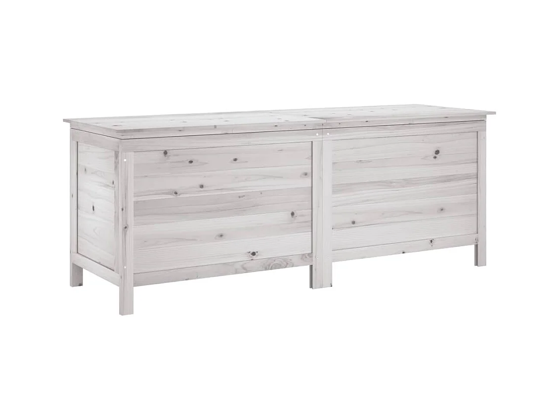 Coffre de rangement jardin blanc 150x50x56,5cm bois massif sapin FR689921