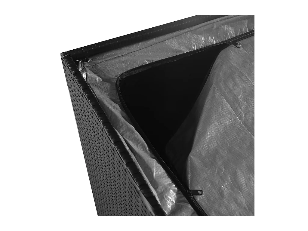 Coffre de rangement de jardin noir 150x100x100 cm résine tressée FR831362