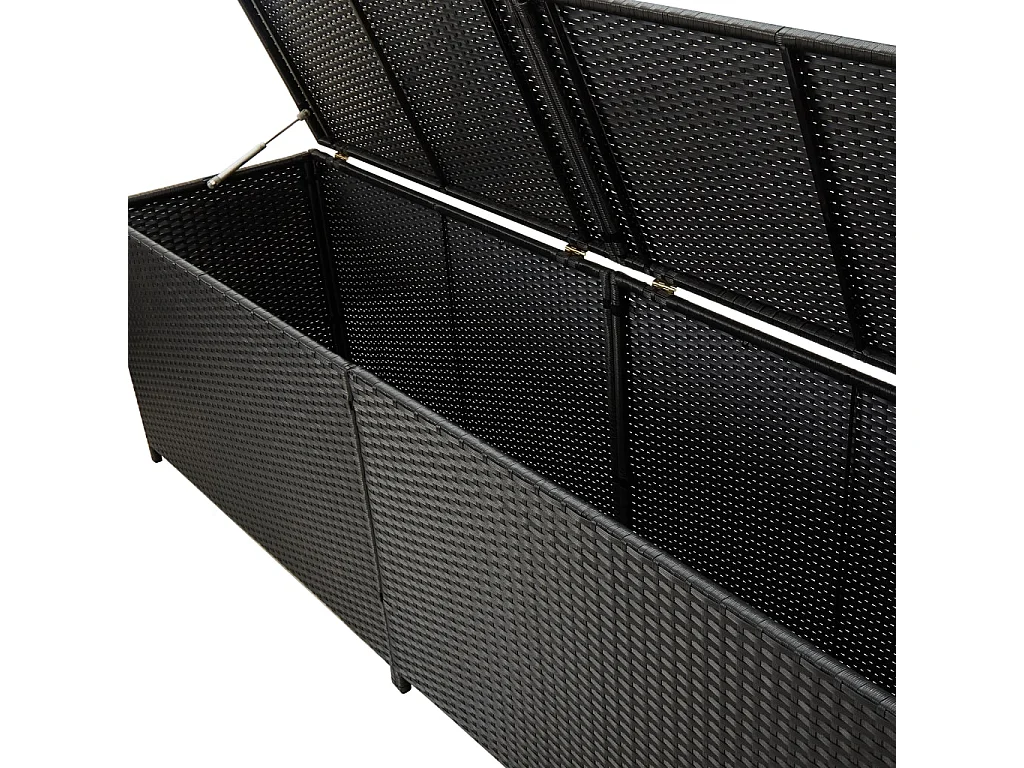 Coffre de rangement de jardin résine tressée 200x50x60 cm noir FR732102