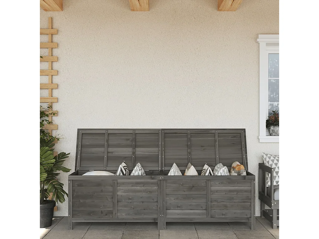 Coffre de rangement de jardin anthracite bois massif de sapin FR896813