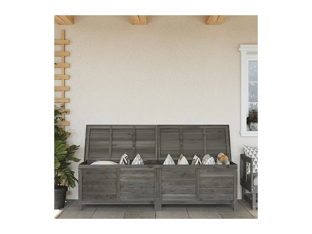 Coffre de rangement de jardin anthracite bois massif de sapin FR896813