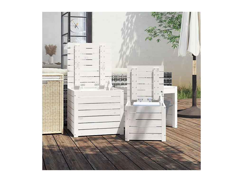 Ensemble de Coffres de jardin 3 pcs blanc bois de pin massif FR820041