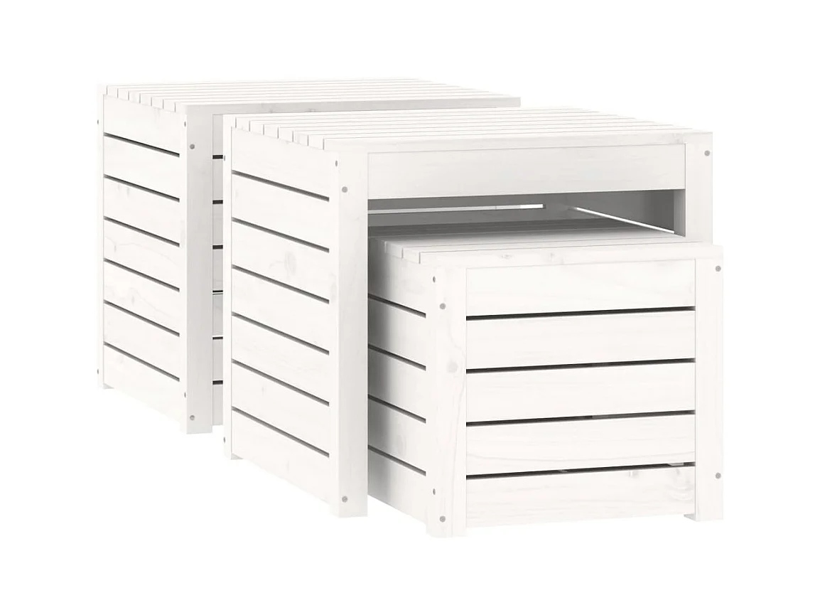 Ensemble de Coffres de jardin 3 pcs blanc bois de pin massif FR820041