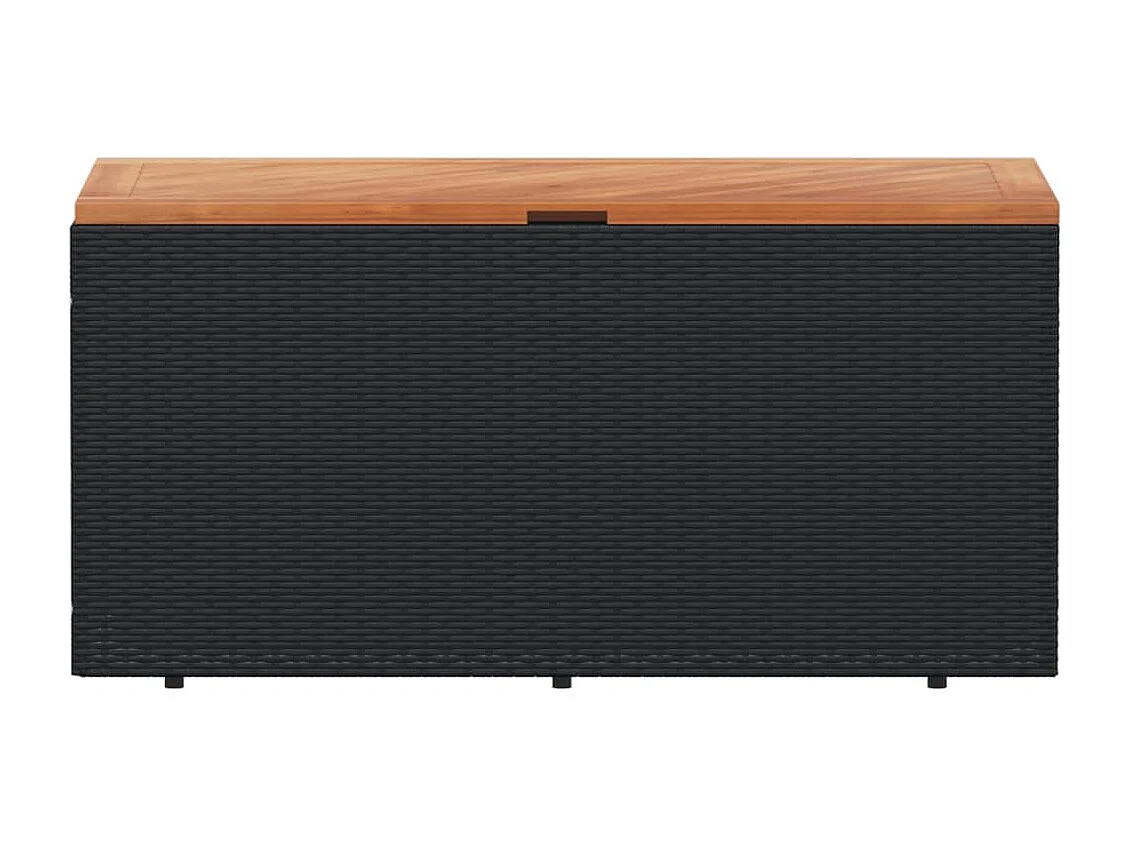 Caixa arrumação jardim 110x50x54 cm vime PE/acácia maciça preto PT932504