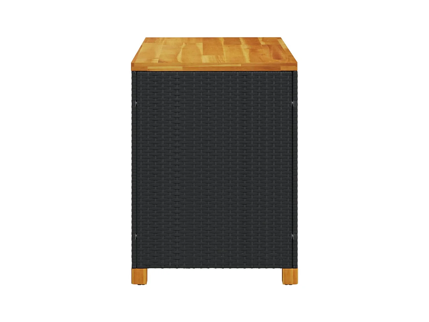 Coffre de rangement de jardin noir résine tressée bois d'acacia FR648533
