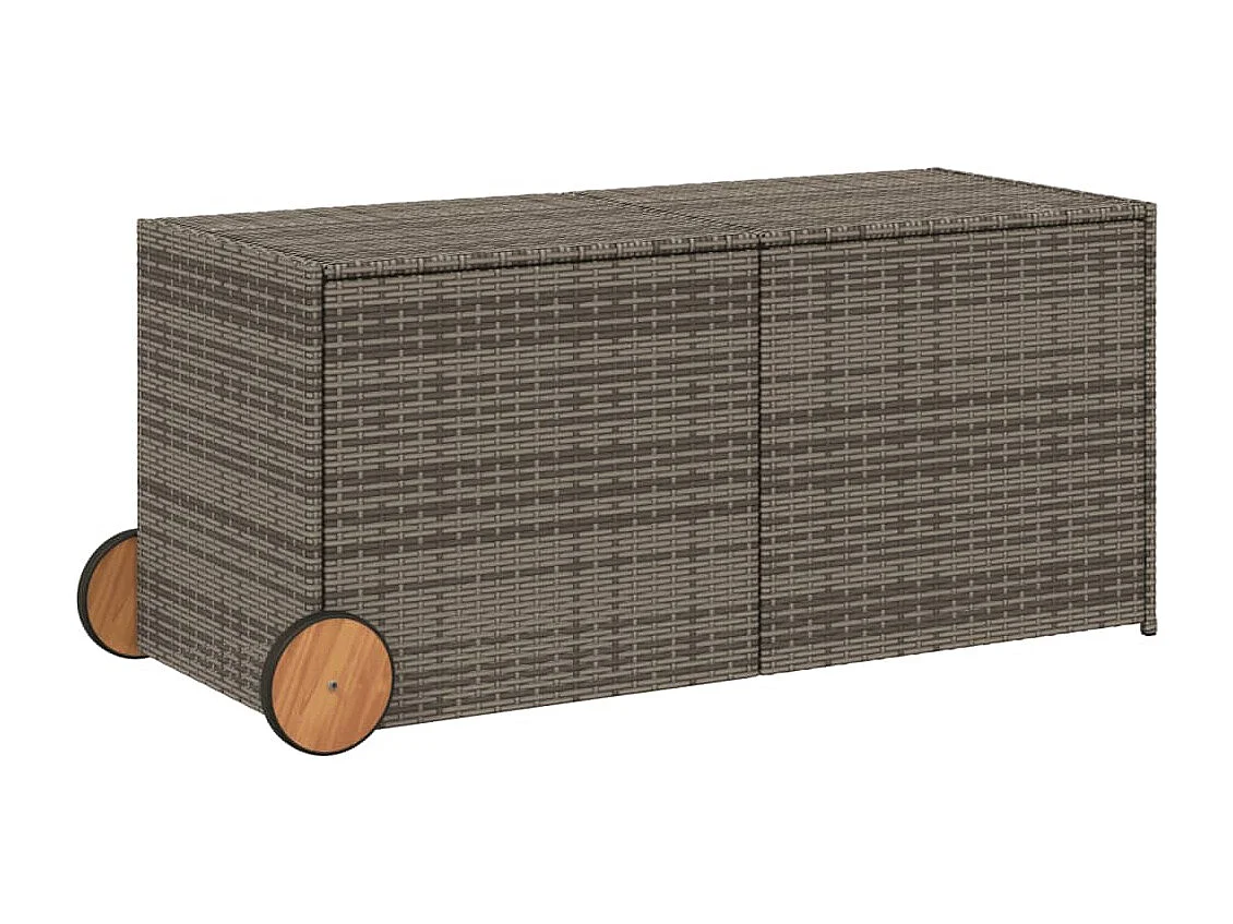 Coffre de rangement de jardin et roues gris 283L résine tressée FR861476