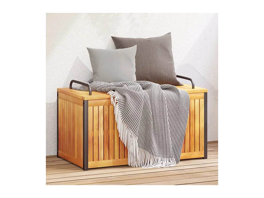Coffre à coussins d'extérieur bois d'acacia solide et acier FR942468