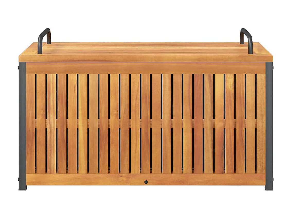 Baúl de cojines de jardín acacia maciza y acero 85x45x45/53 cm ES301288