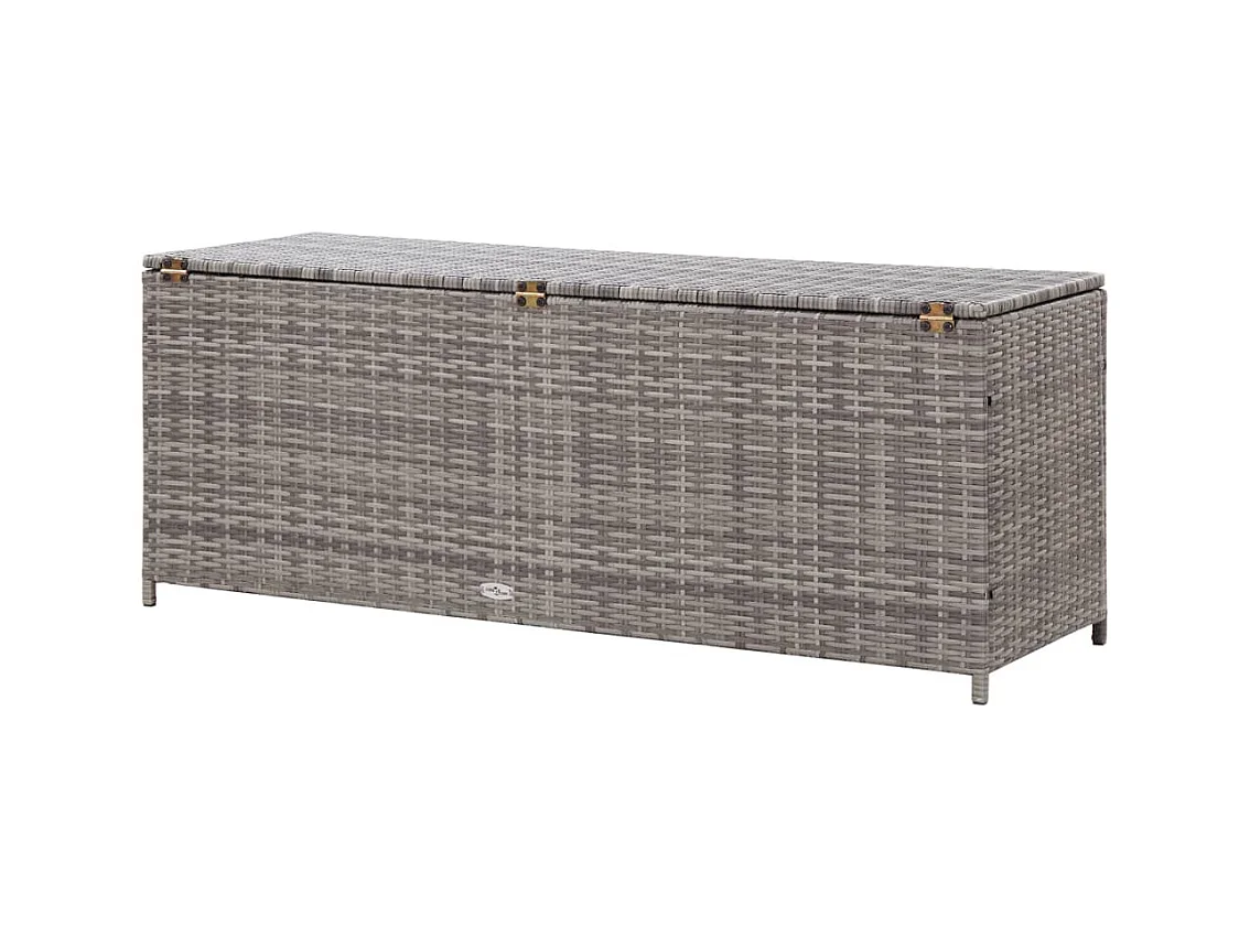 Coffre de rangement de jardin gris 120x50x60 cm résine tressée FR201006