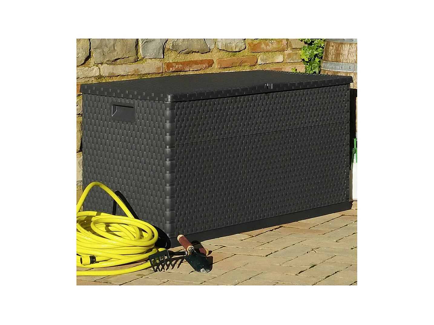 Coffre de stockage de jardin Anthracite 120x56x63 cm PP Rotin FR492292