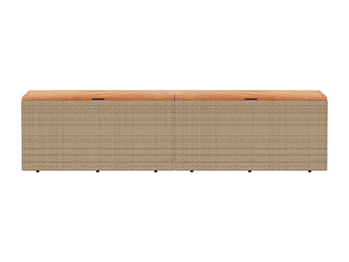 Coffre de rangement de jardin beige résine tressée bois d'acacia FR938165