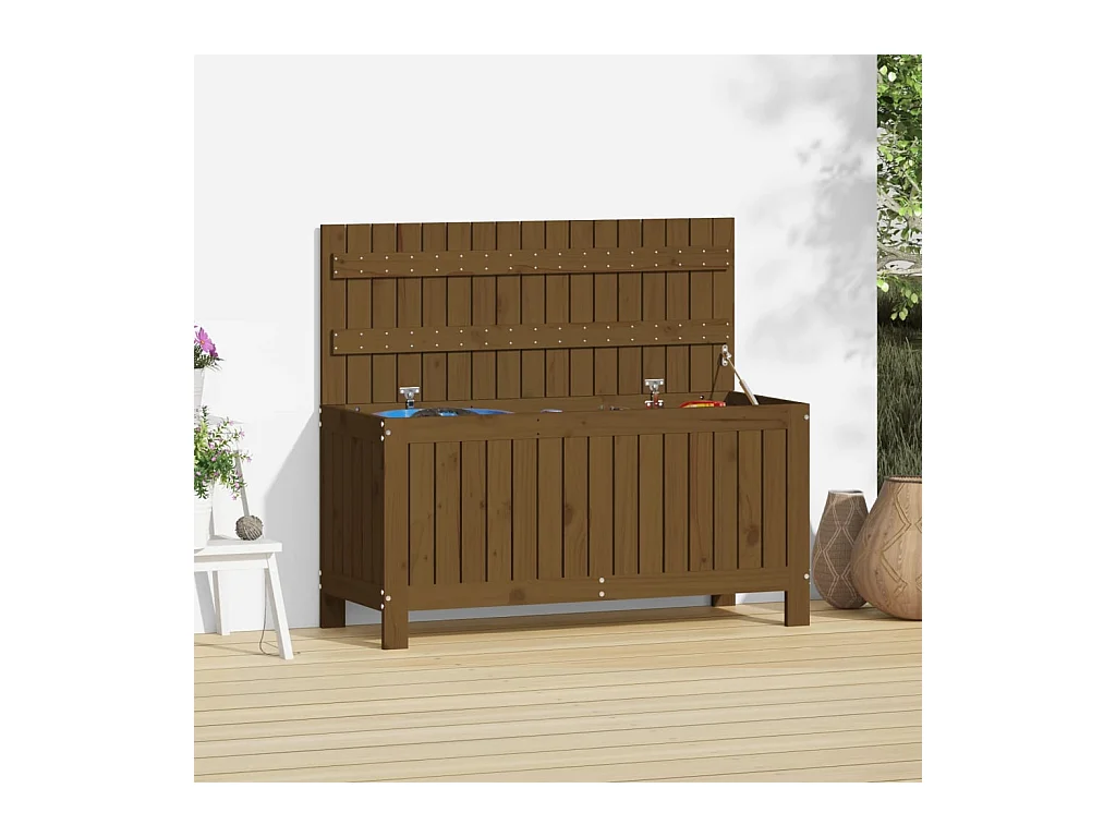Coffre de rangement de jardin Marron miel 108x42,5x54cm Bois pin FR932798