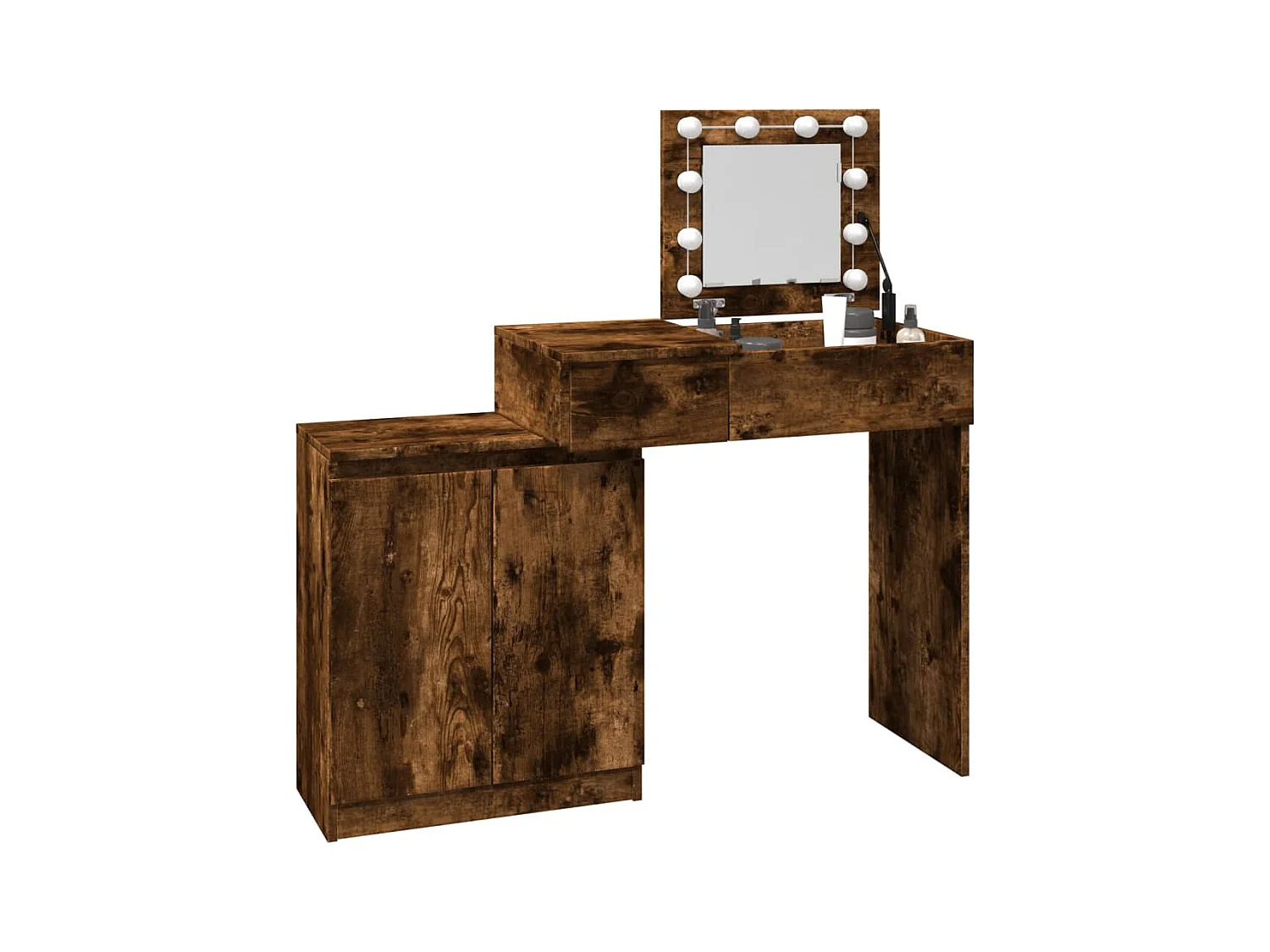 Coiffeuse avec LED chêne fumé 115x37x110,5 cm FR981710