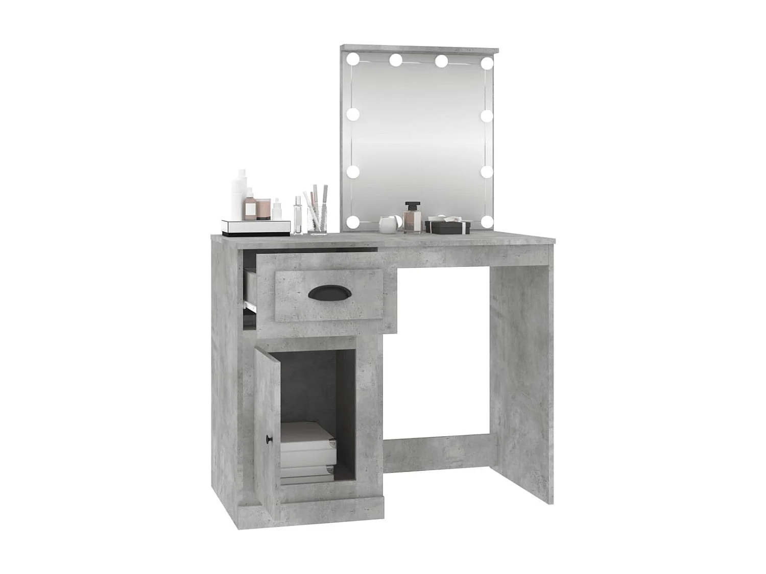 Tocador LED madera contrachapada gris hormigón 90x50x132,5 cm ES146183