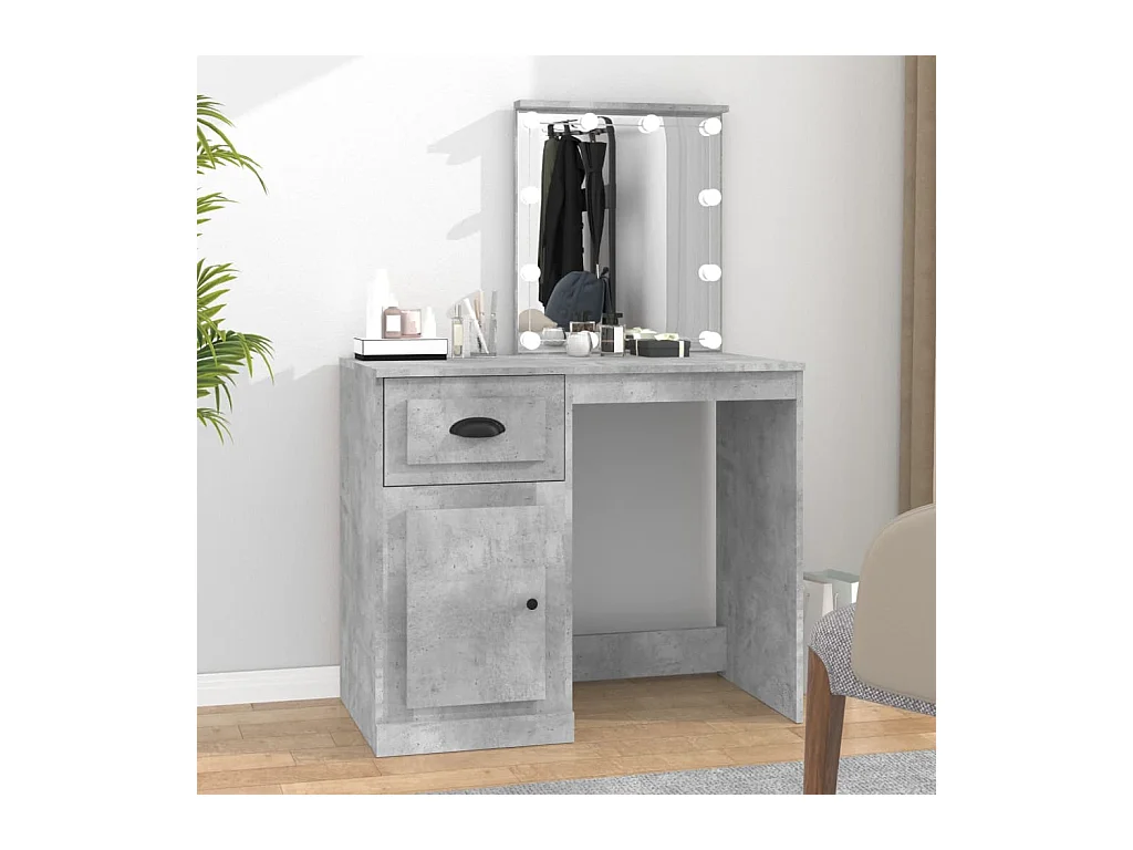 Tocador LED madera contrachapada gris hormigón 90x50x132,5 cm ES146183