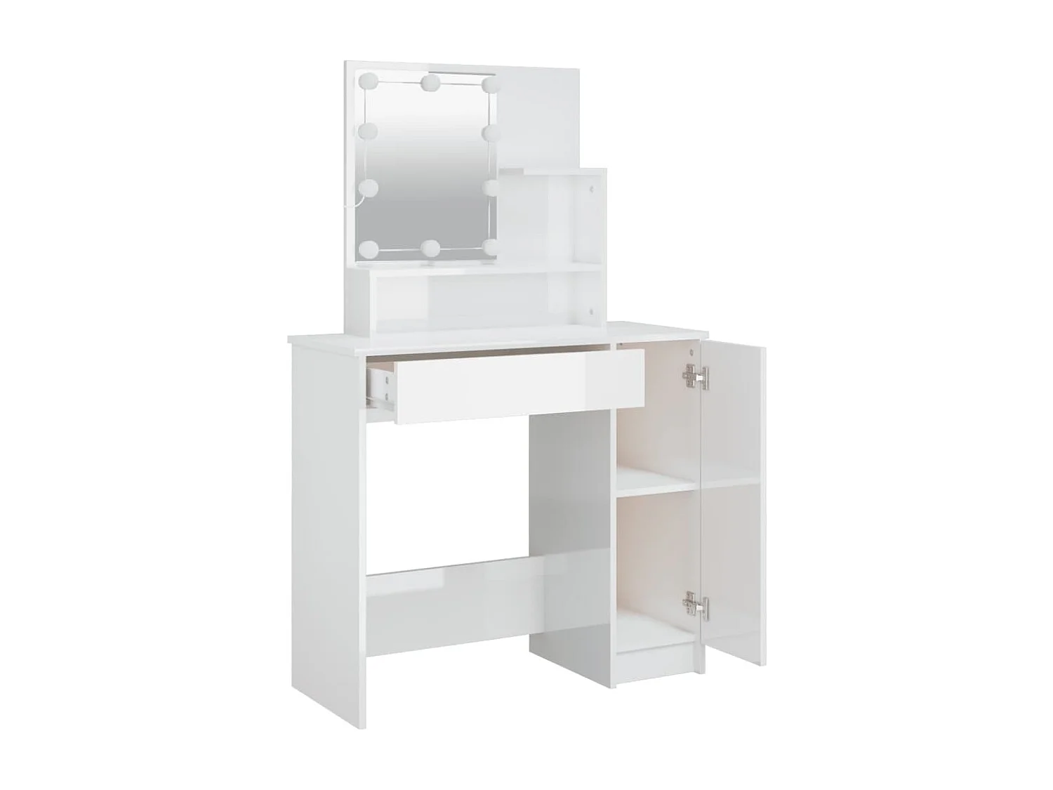 Toucador com LEDs 86,5x35x136 cm branco brilhante PT457952